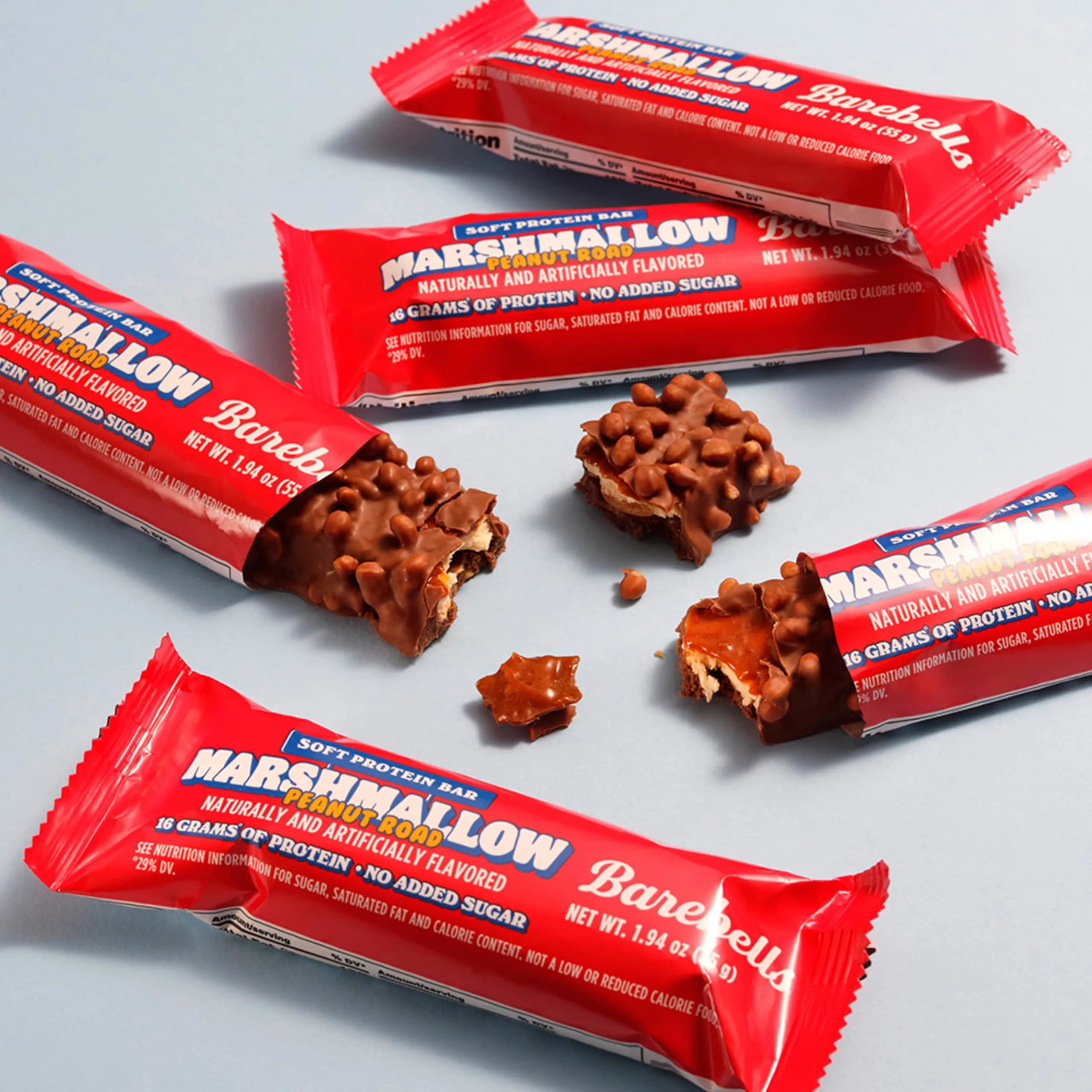 BAREBELLS Marshmallow Peanut Road Soft Protein Bars, 24 Bars | High Protein, No Added Sugar Treat - view 2