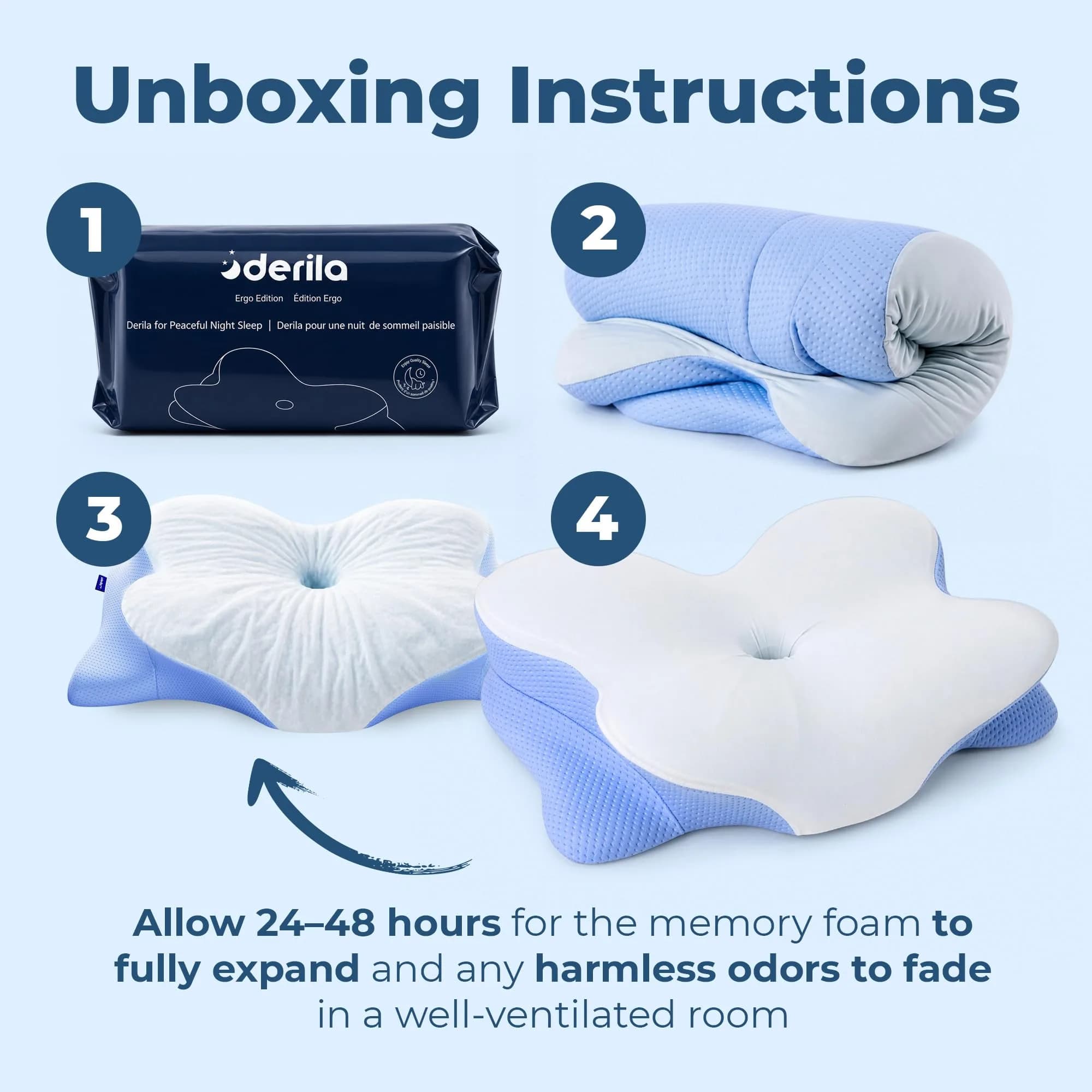 Derila Ergo Cervical Neck Pillow for Sleeping | 54cm x 36cm x 1cm (21.25 x 14.17 x 4.72 inches) - view 4