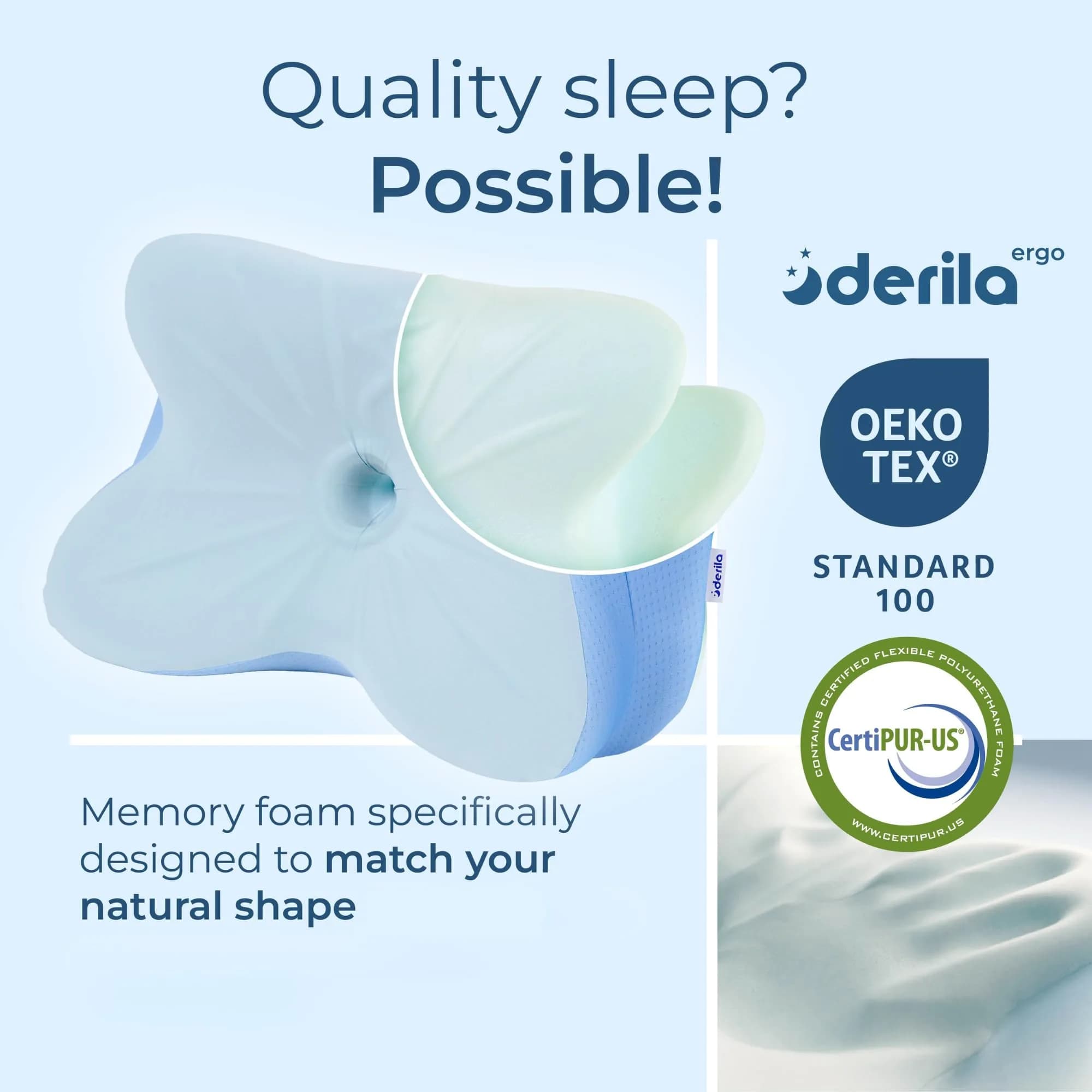 Derila Ergo Cervical Neck Pillow for Sleeping | 54cm x 36cm x 1cm (21.25 x 14.17 x 4.72 inches) - view 6
