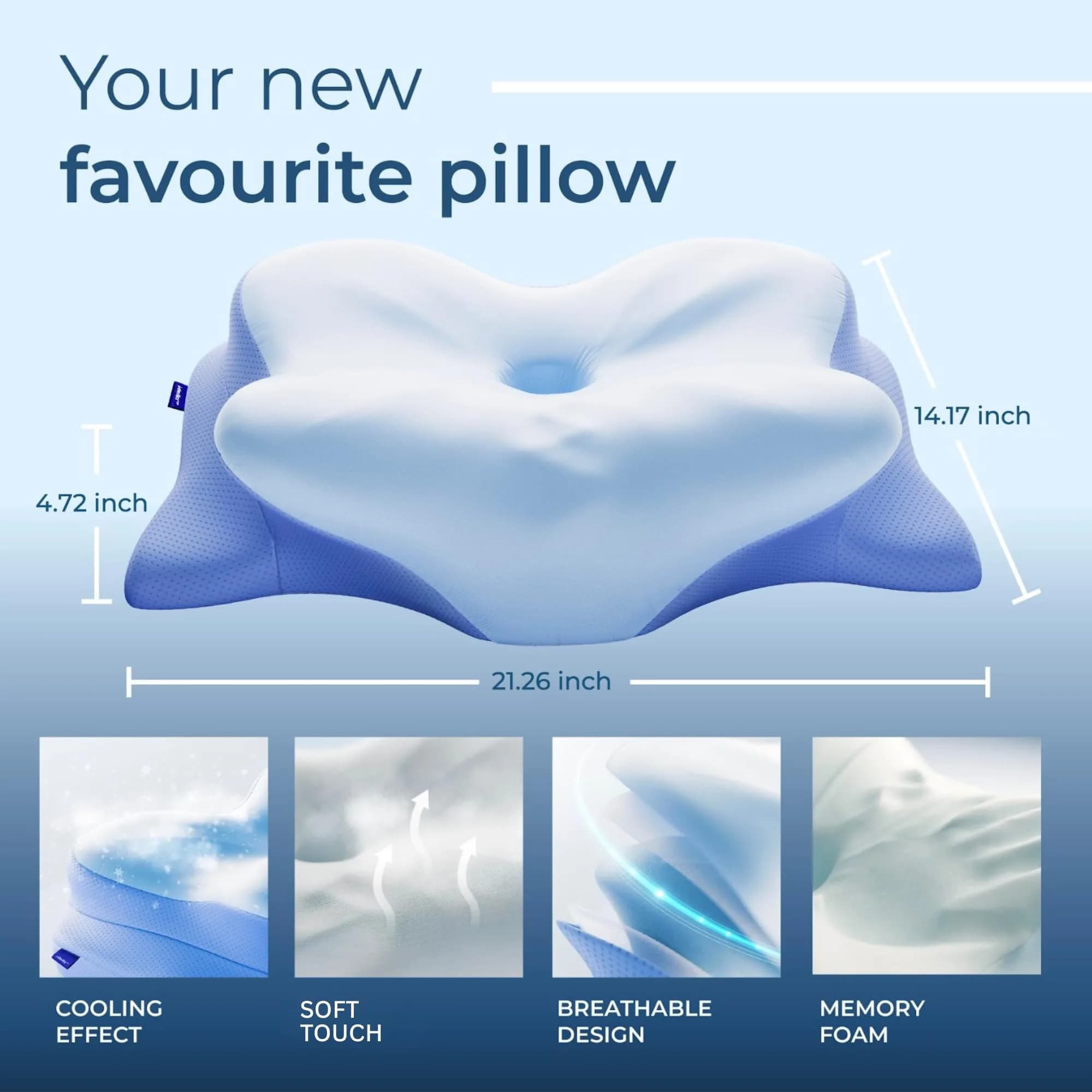 Derila Ergo Cervical Neck Pillow for Sleeping | 54cm x 36cm x 1cm (21.25 x 14.17 x 4.72 inches) - view 3