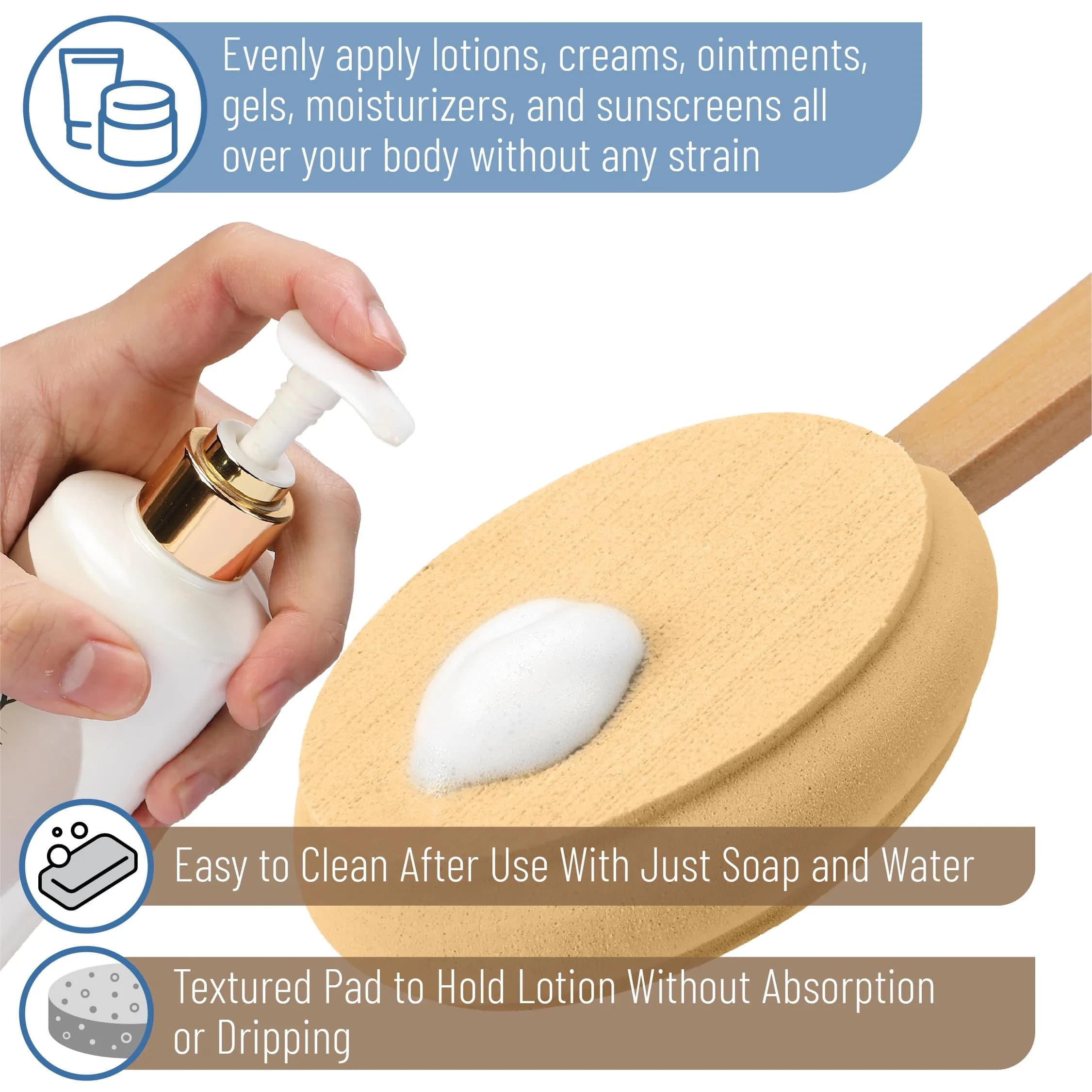 Slick Solutions Lotion Applicator 17 Inch Warm Peach | Easy Reach for Back & Self-Tanner - view 4