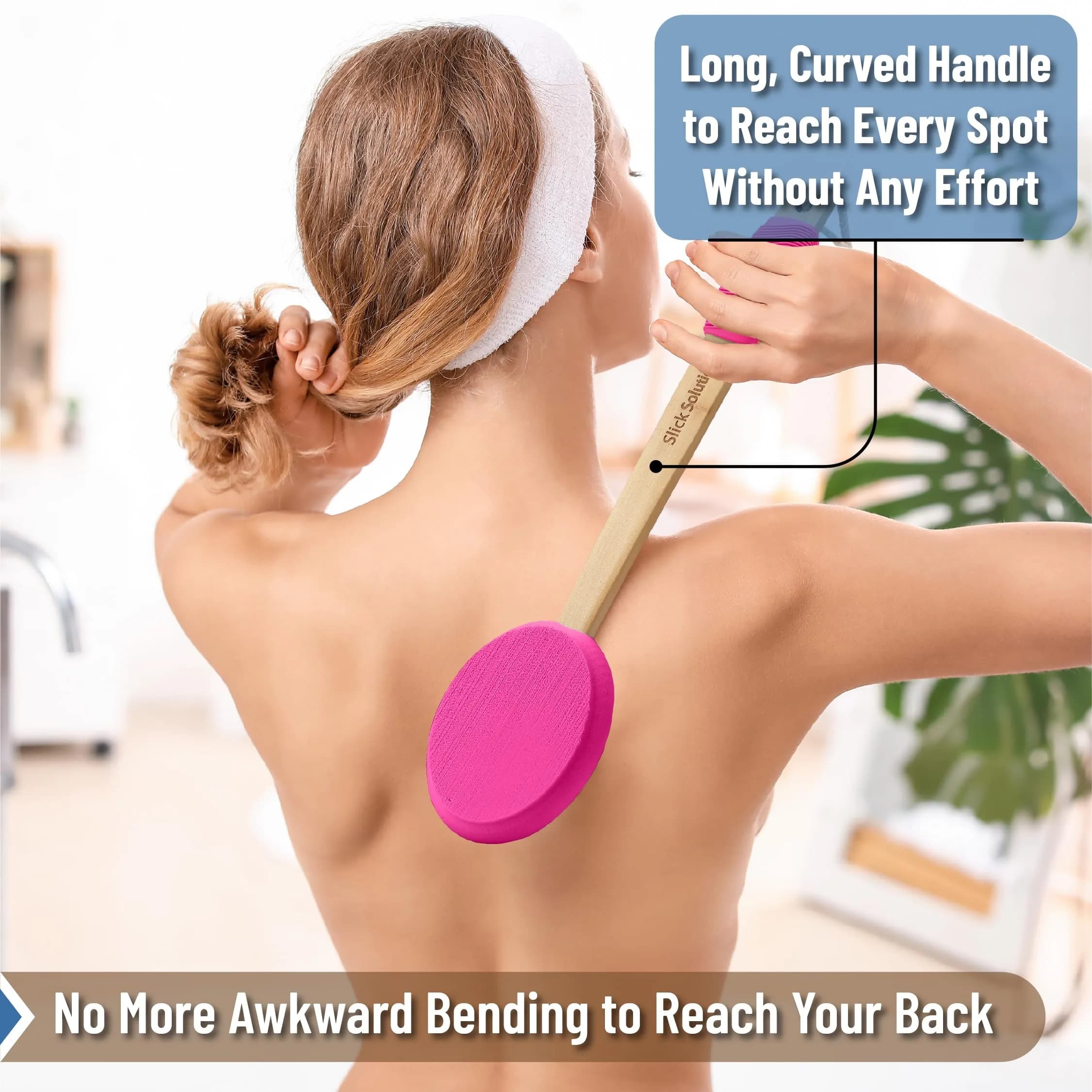 Slick Solutions 17 Inch Hot Pink Lotion Applicator for Easy Back & Body Reach thumbnail 3