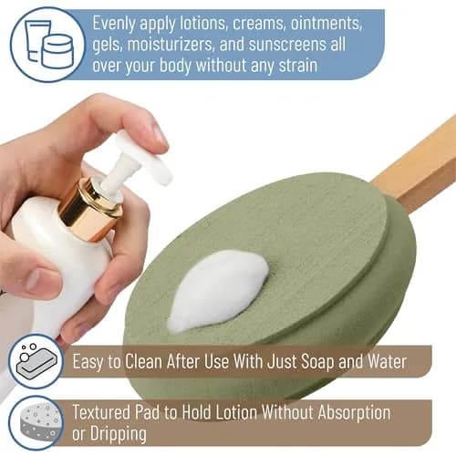 Slick Solutions 17 inch Olive Green Lotion Applicator - Easy Reach for Back & Body thumbnail 4
