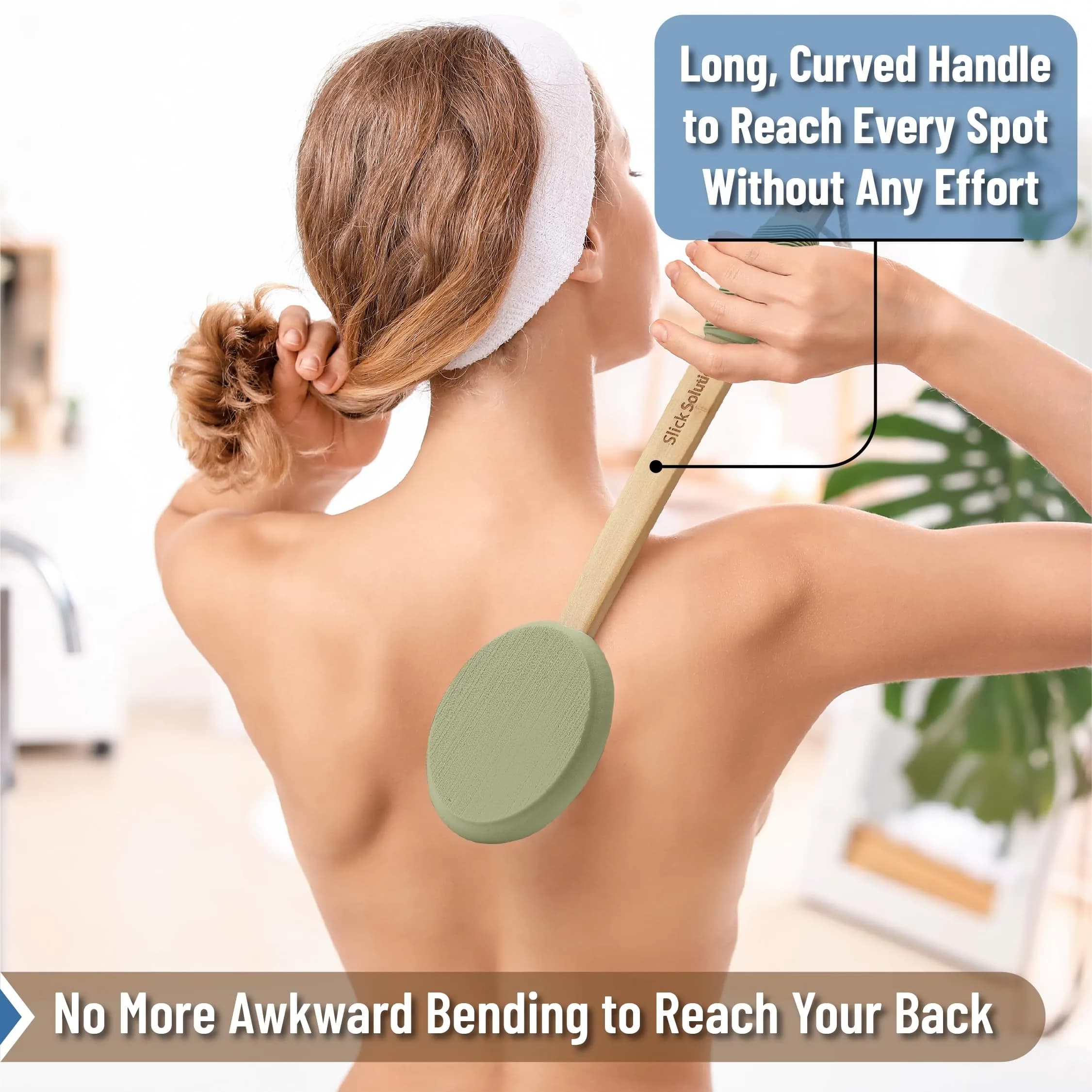Slick Solutions 17 inch Olive Green Lotion Applicator - Easy Reach for Back & Body - view 3