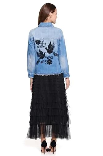John-Mark Tiered Tulle Lined Pull On Skirt | Elegant Black, Mid Rise, Petite thumbnail 2