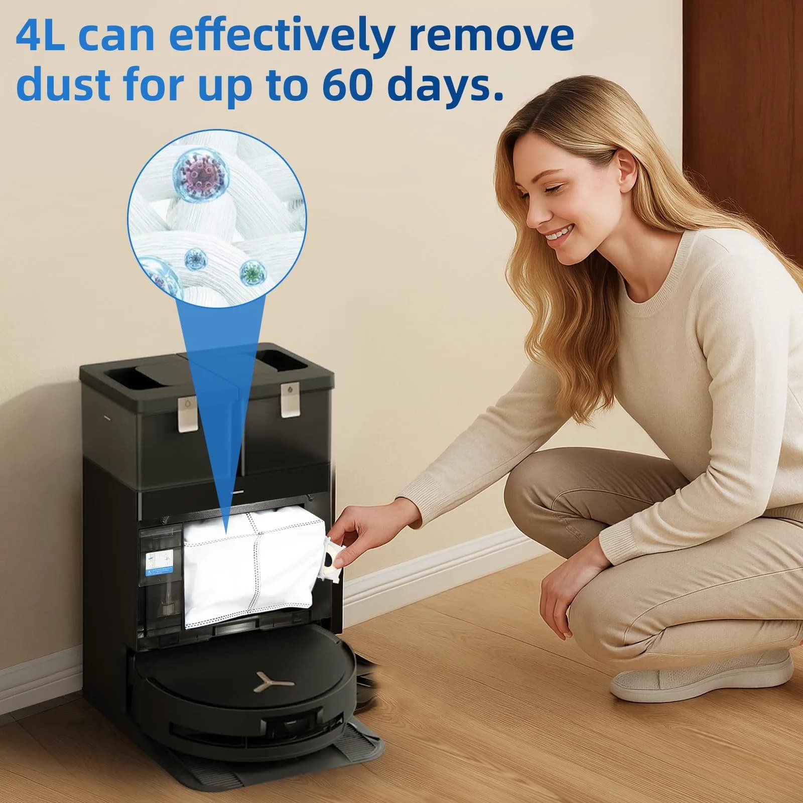 EOVWAEO 10 Pack Dust Bags for ECOVACS DEEBOT OMNI Stations | 4L Capacity, 99.99% Filtration - view 6