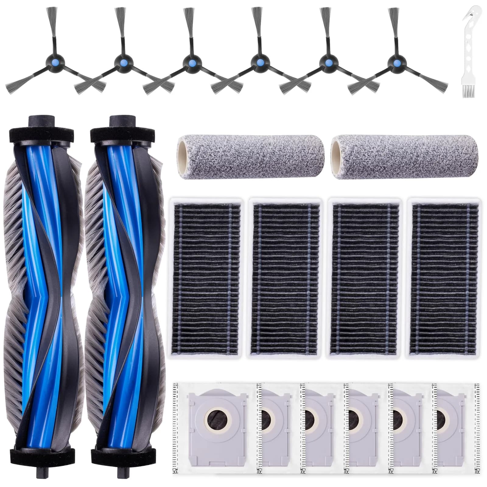 EOVWAEO 21-Piece Robot Vacuum Accessory Kit for ECOVACS DEEBOT X8 PRO OMNI / X8 OMNI | Includes Main Brush, Side Brushes, Mops, Filters, and Dust Bags - main product image