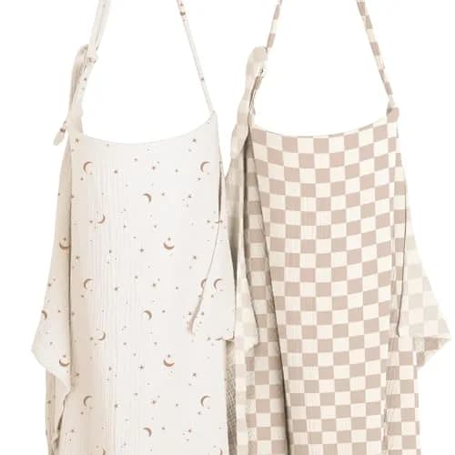 Konssy 2-Pack Muslin Nursing Cover Up with Rigid Hoop | 100% Cotton, Breathable, Adjustable Fit thumbnail 1
