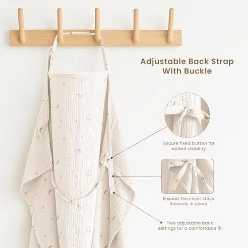 Konssy 2-Pack Muslin Nursing Cover Up with Rigid Hoop | 100% Cotton, Breathable, Adjustable Fit thumbnail 4