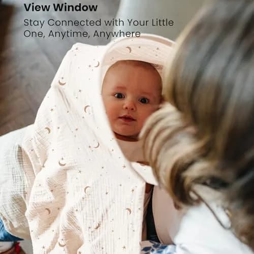 Konssy 2-Pack Muslin Nursing Cover Up with Rigid Hoop | 100% Cotton, Breathable, Adjustable Fit thumbnail 3