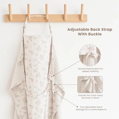 Konssy 2-Pack Muslin Nursing Cover Up with Rigid Hoop | 100% Cotton, Breathable, Adjustable Neck Band thumbnail 4