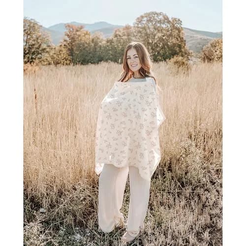 Konssy 2-Pack Muslin Nursing Cover Up with Rigid Hoop | 100% Cotton, Breathable, Adjustable Neck Band thumbnail 7