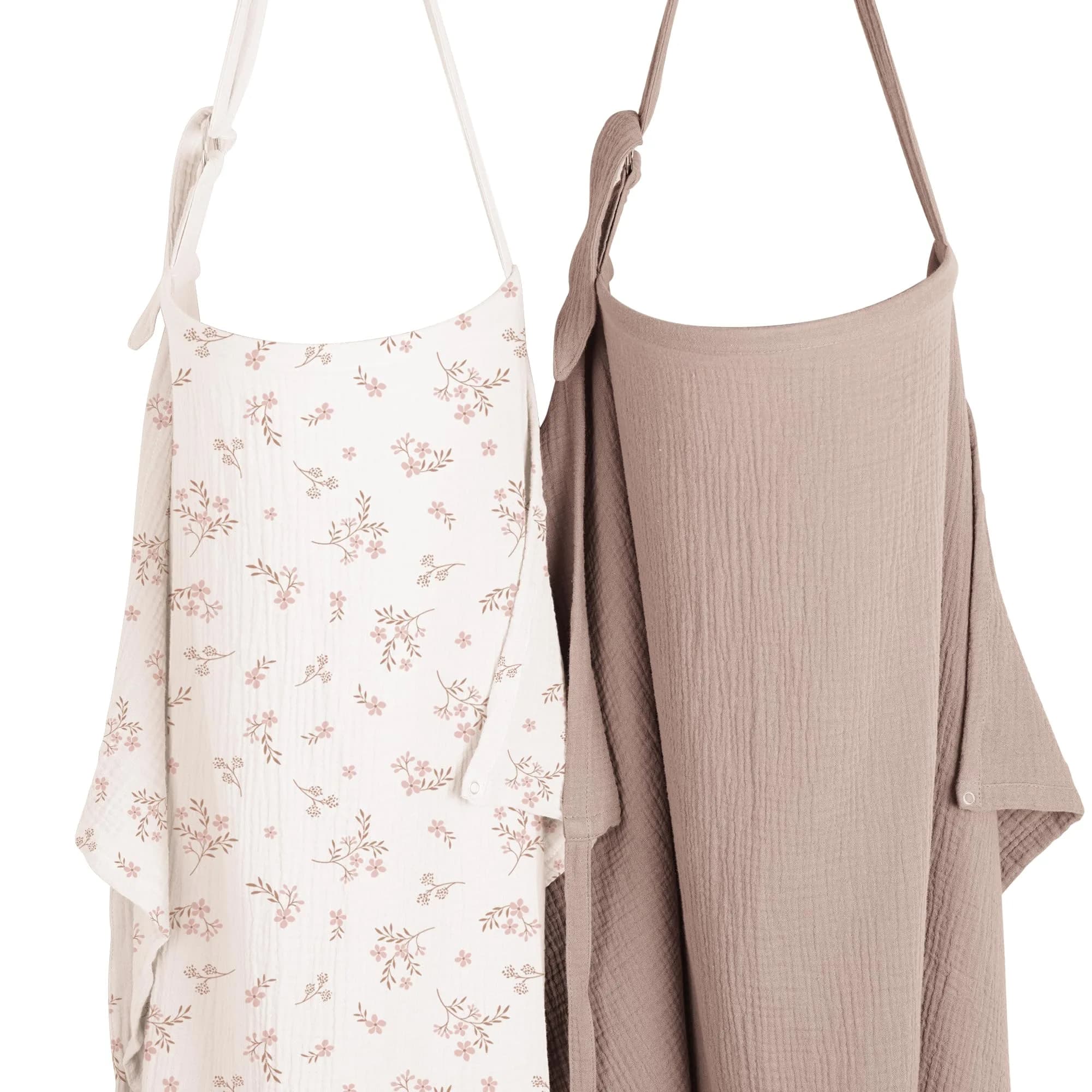 Konssy 2-Pack Muslin Nursing Cover Up with Rigid Hoop | 100% Cotton, Breathable, Adjustable Neck Band