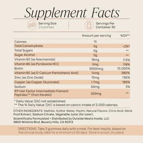 OMI Peptides for Hair Growth Gummies for Women 60 Gummies | Supports Thicker, Fuller Hair thumbnail 8