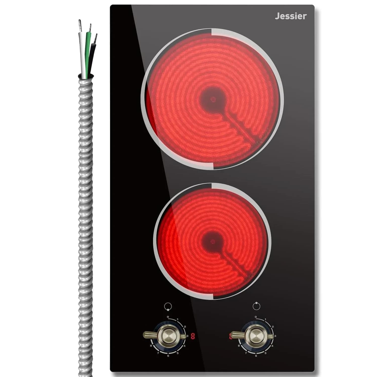 Jessier 2 Burner Electric Cooktop 3000W 220V | 15.6 cm (6.1 in) x 52.1 cm (20.5 in) x 2.9 cm (1.1 in) - main product image