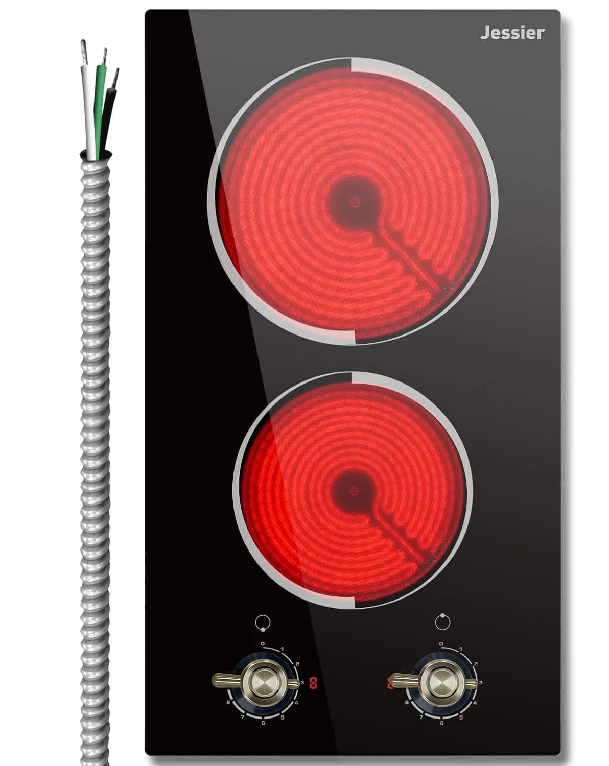 Jessier 2 Burner Electric Cooktop 3000W 220V | 15.6 cm (6.1 in) x 52.1 cm (20.5 in) x 2.9 cm (1.1 in) - main product image
