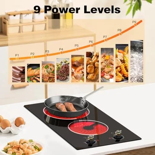 Jessier 2 Burner Electric Cooktop 3000W 220V | 15.6 cm (6.1 in) x 52.1 cm (20.5 in) x 2.9 cm (1.1 in) thumbnail 2