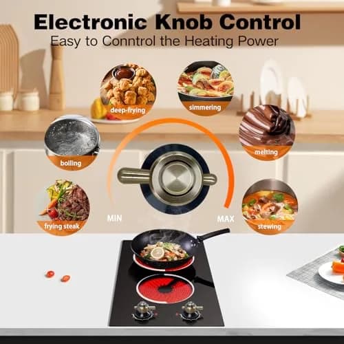 Jessier 2 Burner Electric Cooktop 3000W 220V | 15.6 cm (6.1 in) x 52.1 cm (20.5 in) x 2.9 cm (1.1 in) thumbnail 3