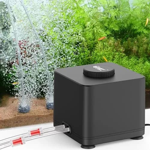 hygger Quiet Adjustable Aquarium Air Pump 4W Dual Outlet with Air Stones & Check Valves | 360 L/H (95 GPH) x 2 thumbnail 1