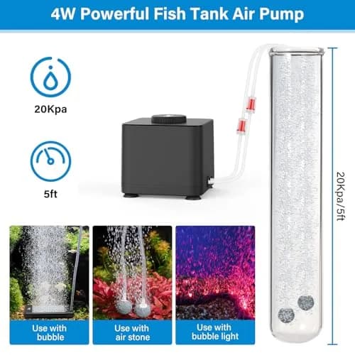 hygger Quiet Adjustable Aquarium Air Pump 4W Dual Outlet with Air Stones & Check Valves | 360 L/H (95 GPH) x 2 thumbnail 6