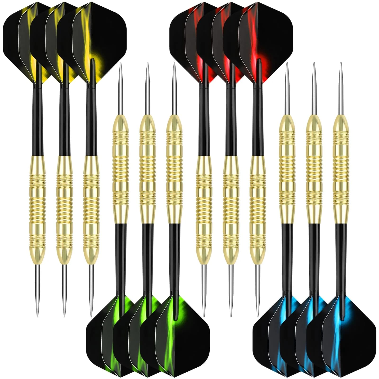 Accmor 24g Steel Tip Darts Set, 12 Pack Metal Darts with PVC Shafts & Flights | Precision Machined Barrels for All Skill Levels - main product image