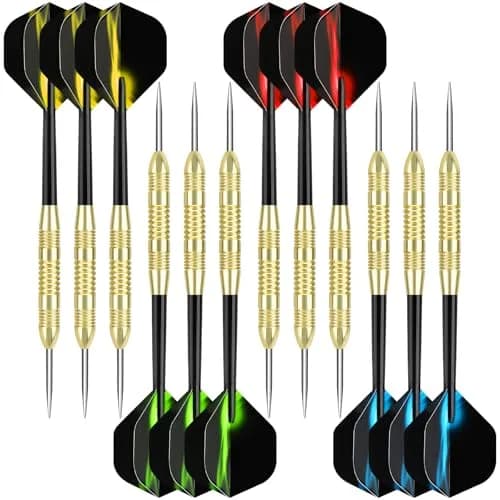 Accmor 24g Steel Tip Darts Set, 12 Pack Metal Darts with PVC Shafts & Flights | Precision Machined Barrels for All Skill Levels thumbnail 1