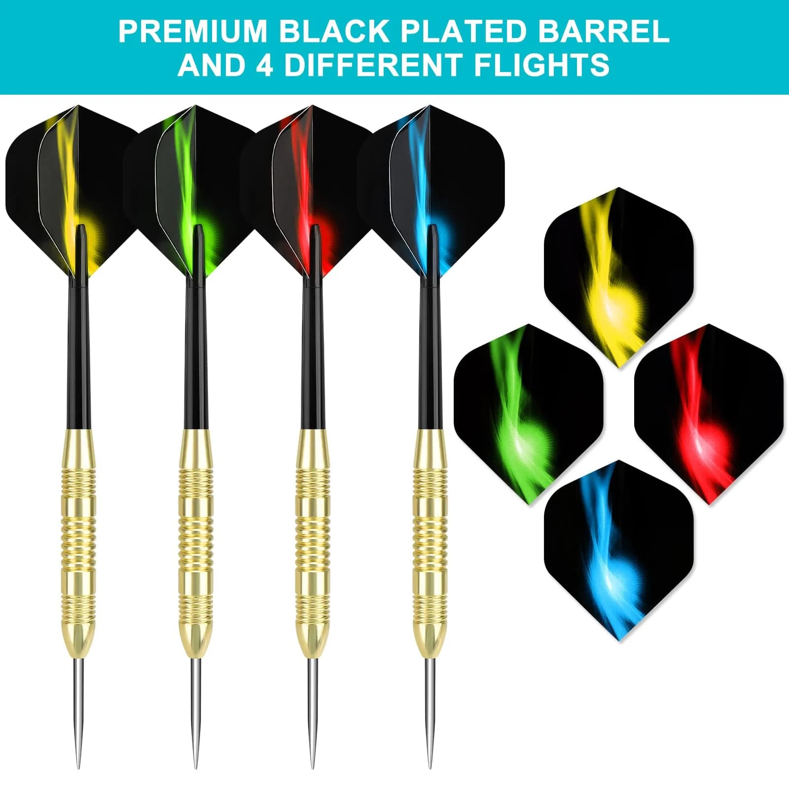 Accmor 24g Steel Tip Darts Set, 12 Pack Metal Darts with PVC Shafts & Flights | Precision Machined Barrels for All Skill Levels - view 2