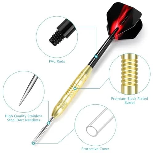 Accmor 24g Steel Tip Darts Set, 12 Pack Metal Darts with PVC Shafts & Flights | Precision Machined Barrels for All Skill Levels thumbnail 3
