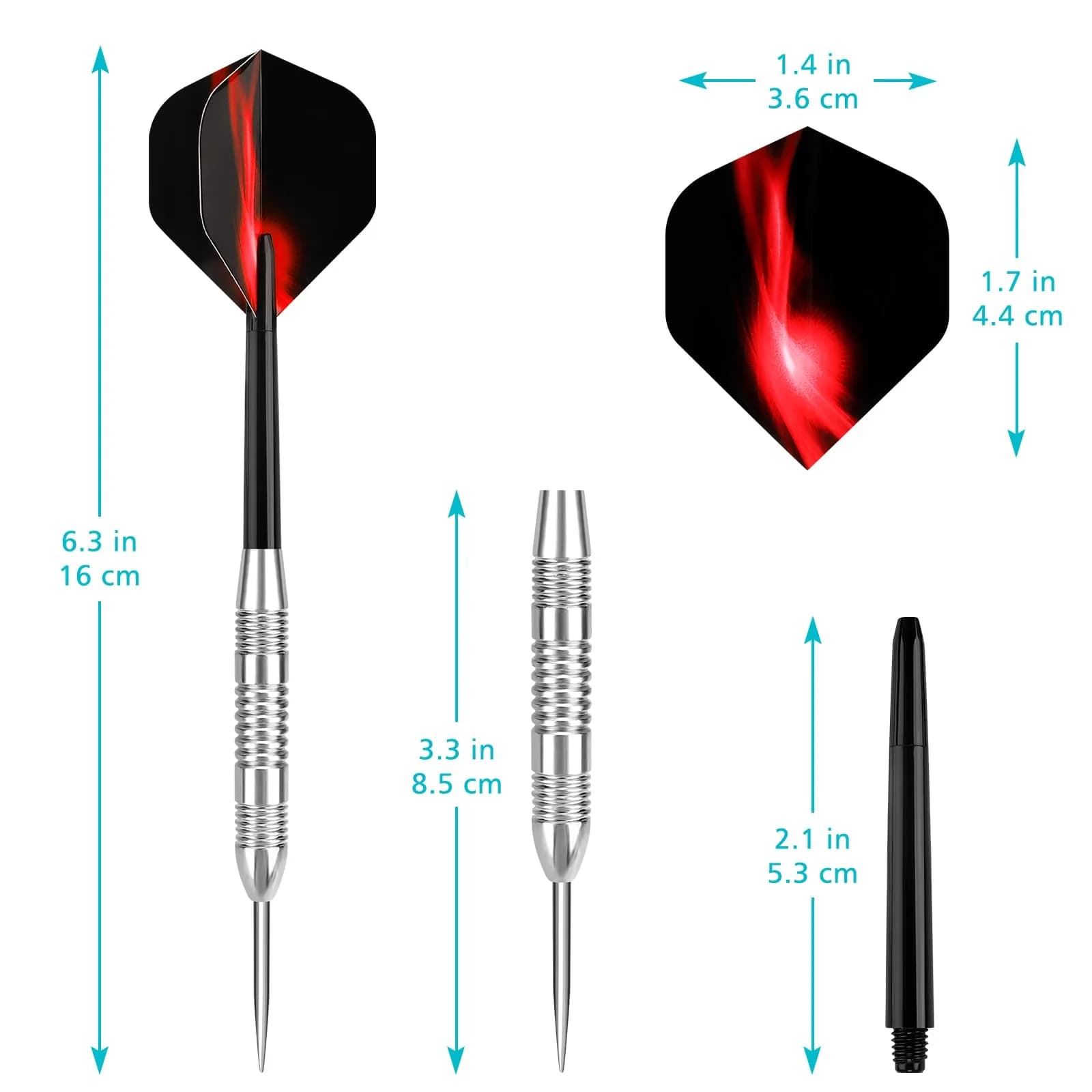 Accmor 24g Steel Tip Darts Set, 12 Pack Professional Metal Darts with Copper Barrels | Precision Machined for Control - view 6