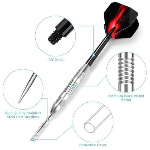 Accmor 24g Steel Tip Darts Set, 12 Pack Professional Metal Darts with Copper Barrels | Precision Machined for Control thumbnail 3