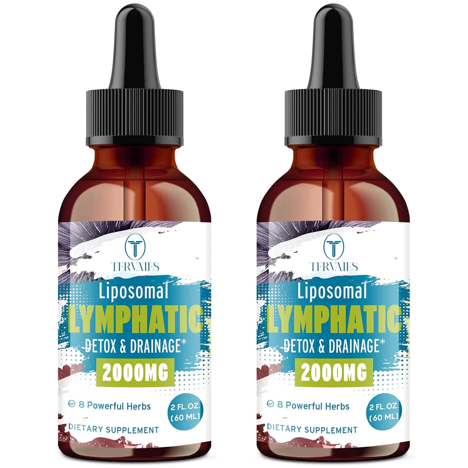 Tervaies Liposomal Lymphatic Detox & Drainage Drops 2000mg Herbal Blend with Elderberry & Echinacea | Supports Lymphatic & Immune Health