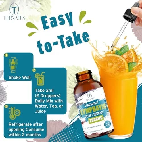 Tervaies Liposomal Lymphatic Detox & Drainage Drops 2000mg Herbal Blend with Elderberry & Echinacea | Supports Lymphatic & Immune Health thumbnail 6