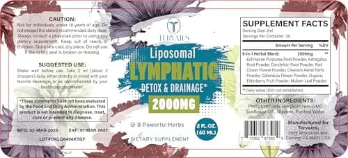 Tervaies Liposomal Lymphatic Detox & Drainage Drops 2000mg Herbal Blend with Elderberry & Echinacea | Supports Lymphatic & Immune Health thumbnail 8