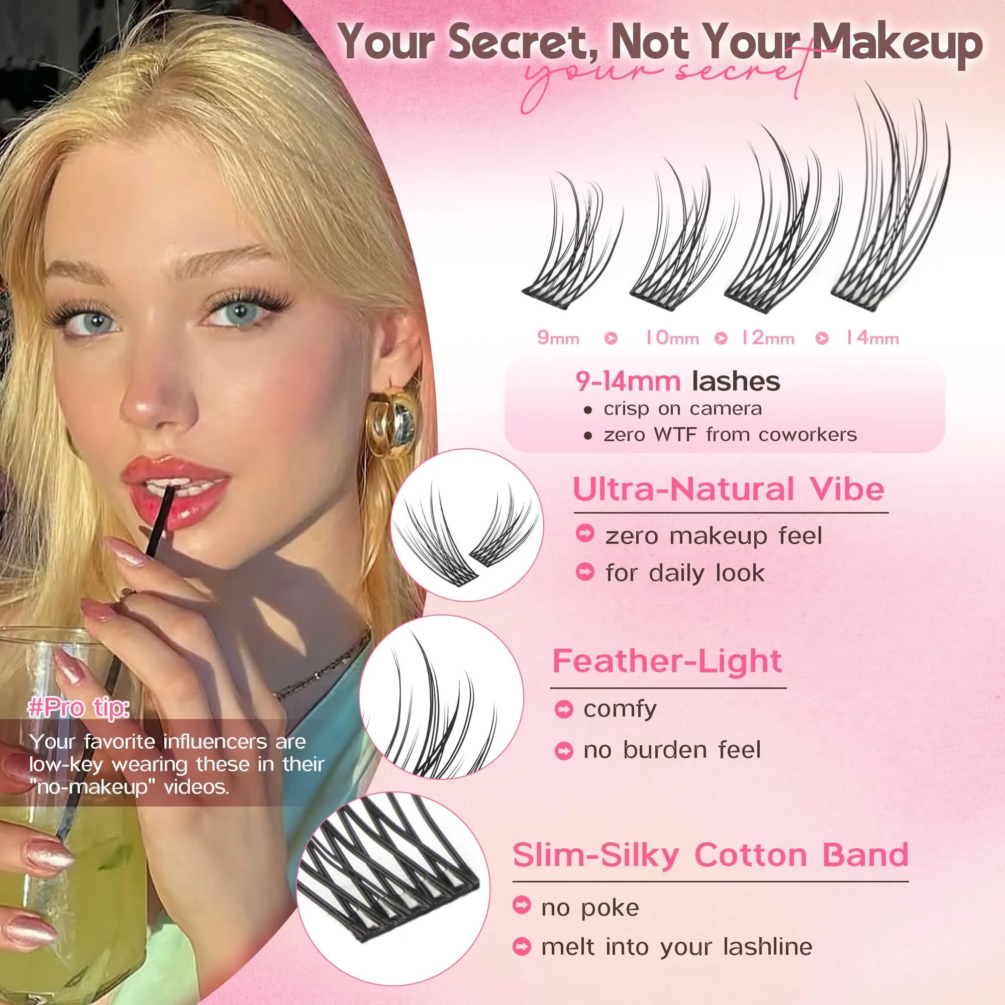 Goddvenus Natural DIY Lash Clusters Kit 300pcs C Curl Short Individual Lashes | Wispy & Lightweight for Effortless Flutter - view 2