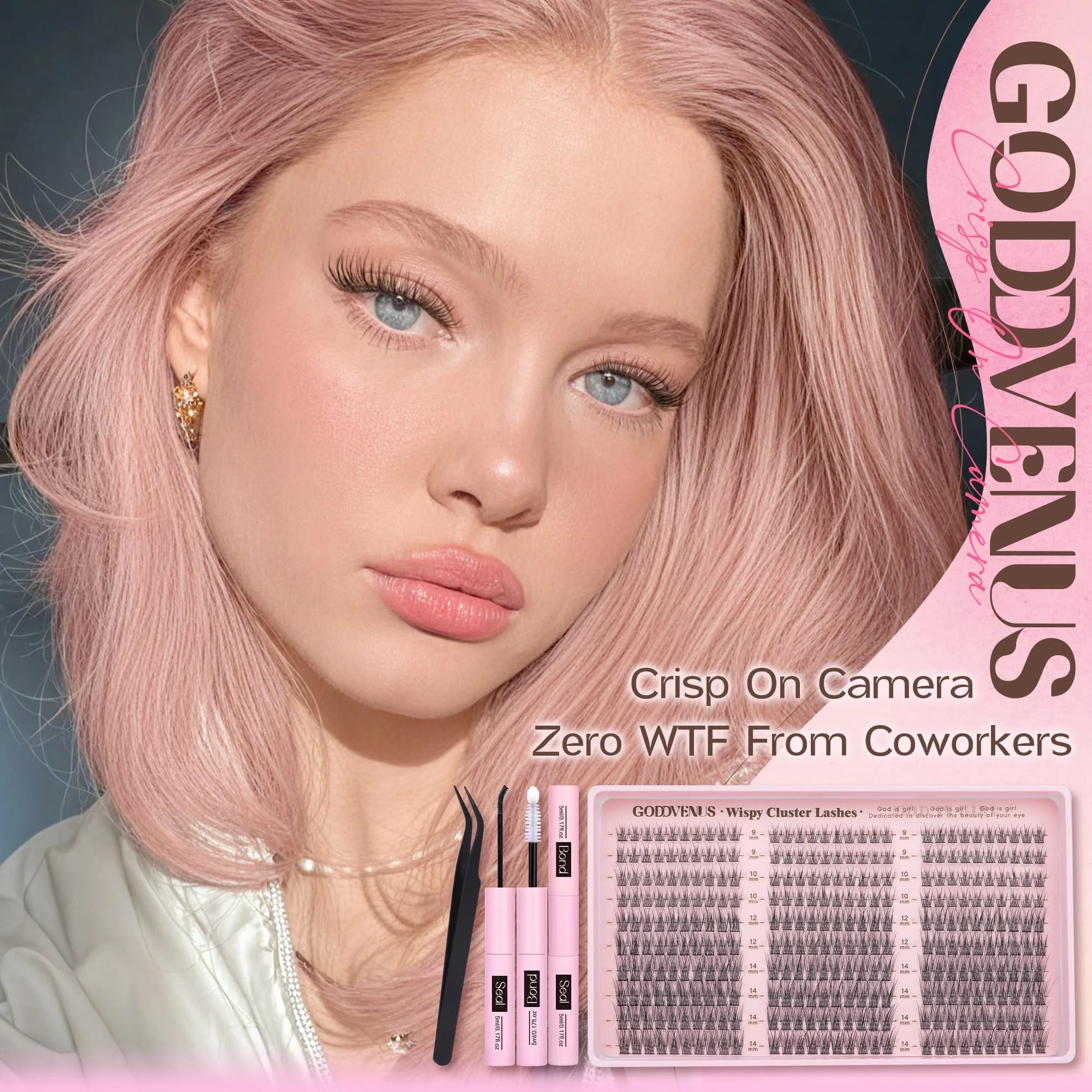 Goddvenus Natural DIY Lash Clusters Kit 300pcs C Curl Short Individual Lashes | Wispy & Lightweight for Effortless Flutter - view 3
