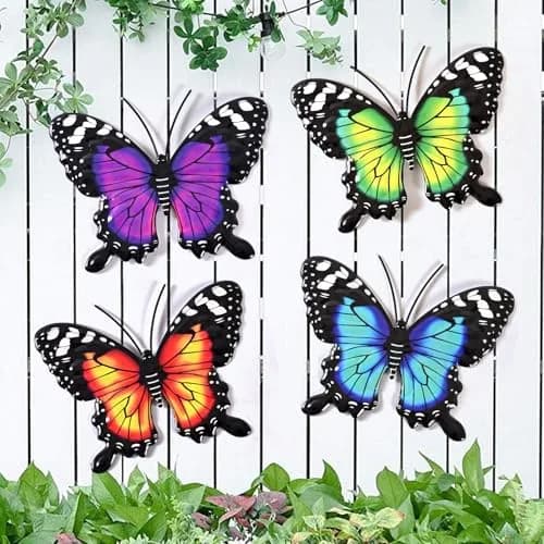 Yungeln Metal Butterfly Wall Decor 4 Pack | Vibrant Iron Art for Indoor & Outdoor Spaces thumbnail 1