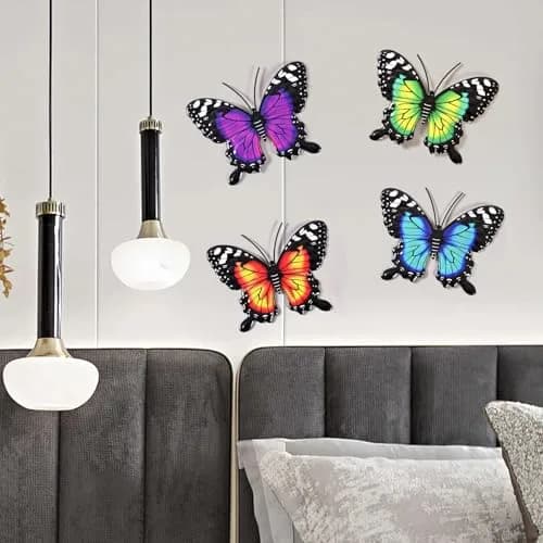 Yungeln Metal Butterfly Wall Decor 4 Pack | Vibrant Iron Art for Indoor & Outdoor Spaces thumbnail 7