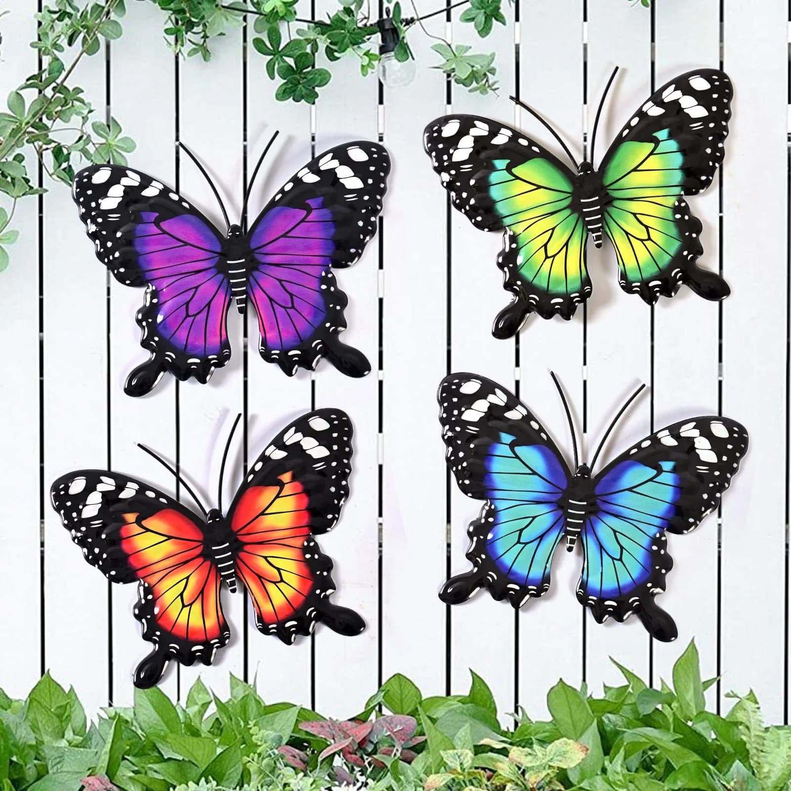 Yungeln Metal Butterfly Wall Decor 4 Pack | Vibrant Iron Art for Indoor & Outdoor Spaces - main product image
