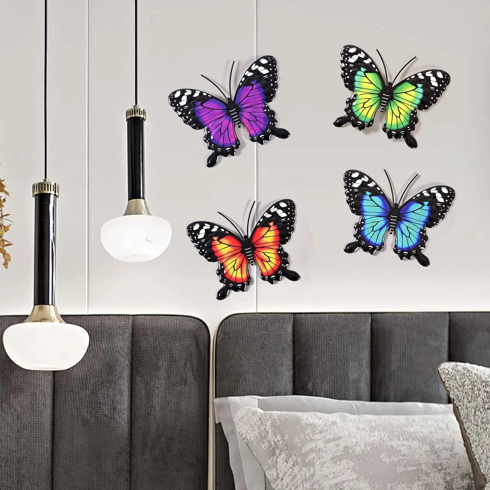 Yungeln Metal Butterfly Wall Decor 4 Pack | Vibrant Iron Art for Indoor & Outdoor Spaces - view 7