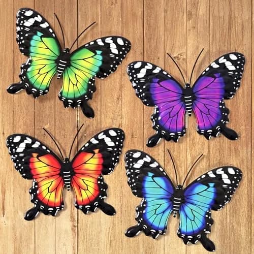 Yungeln Metal Butterfly Wall Decor 4 Pack | Vibrant Iron Art for Indoor & Outdoor Spaces thumbnail 2