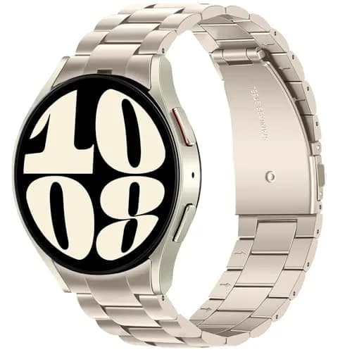 Anlinser No Gap Metal Watch Band Compatible with Samsung Galaxy Watch 7/6/5/4/FE 40mm 44mm 45mm 47mm | Stainless Steel Starlight thumbnail 1