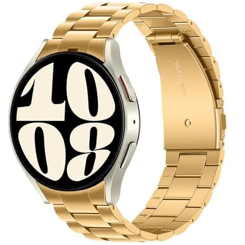 Anlinser Gold Stainless Steel Metal Band for Samsung Galaxy Watch 7/6/5/4 40mm 44mm 47mm 43mm 45mm 46mm | Compatible with 20mm Smartwatches thumbnail 1