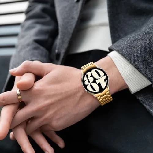 Anlinser Gold Stainless Steel Metal Band for Samsung Galaxy Watch 7/6/5/4 40mm 44mm 47mm 43mm 45mm 46mm | Compatible with 20mm Smartwatches thumbnail 7