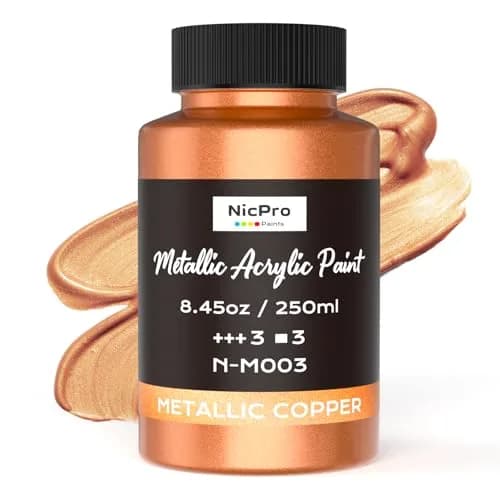 Nicpro Metallic Copper Acrylic Paint 8.45oz (250ml) | Non Toxic, Gloss Finish for Art & Crafts thumbnail 1