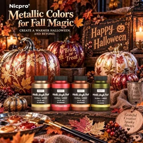 Nicpro Metallic Copper Acrylic Paint 8.45oz (250ml) | Non Toxic, Gloss Finish for Art & Crafts thumbnail 3