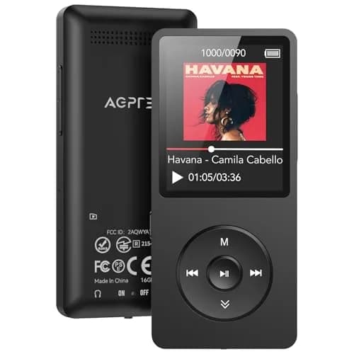 AGPTEK A02 MP3 Player 64GB (1.8 inch Screen) | Bluetooth 5.3 Music Player with Speaker & FM Radio thumbnail 1