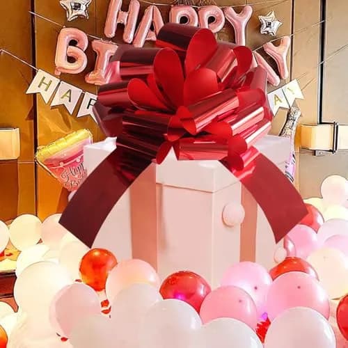 HQJAXJ 20 Inch Big Red Bow for Car | Waterproof, Large Gift Wrap Bow for Celebrations thumbnail 2
