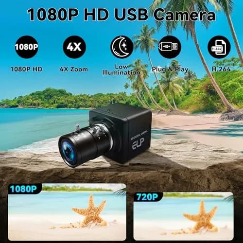 MMlove 1080P FHD USB Camera 4X Optical Zoom Manual Focus Low Light Plug & Play thumbnail 2