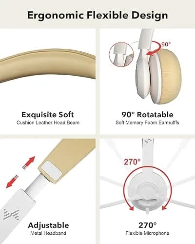 JIAMQISHI USB Headset with Microphone for PC | Noise Cancelling Mic & All-Day Comfort thumbnail 4