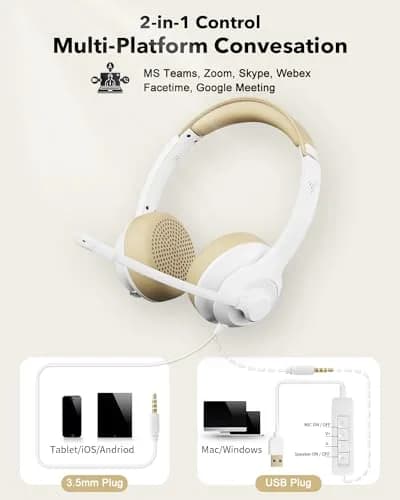 JIAMQISHI USB Headset with Microphone for PC | Noise Cancelling Mic & All-Day Comfort thumbnail 5